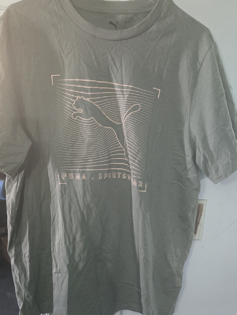 Puma Olive Green Logo Graphic Short Sleeve Tee